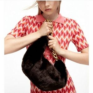 Zara Faux fur chain shoulder bag